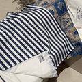 Striped Tan Towel – Navy/White