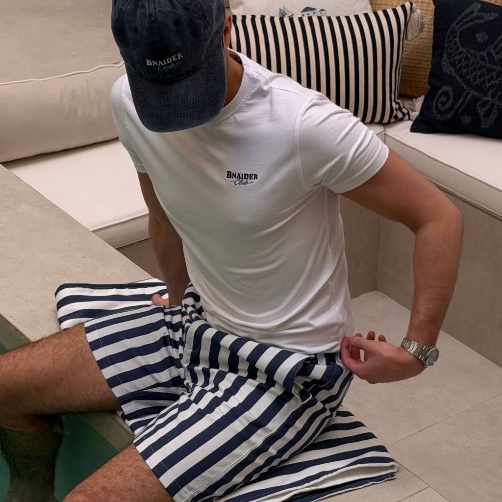 Bnaider Club Striped Chino Shorts – Navy/White